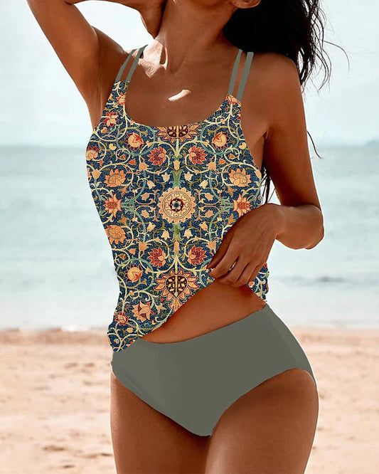 Women's Printed Tankini Swimwear - Fashinoza