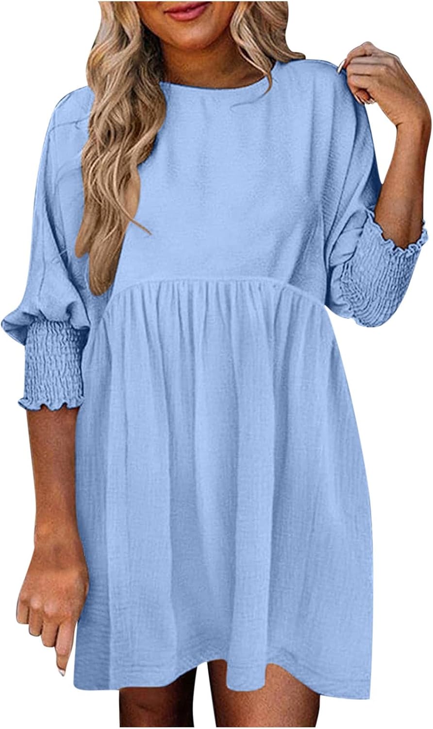 Women's Summer Dress Loose Fit Round Neckline