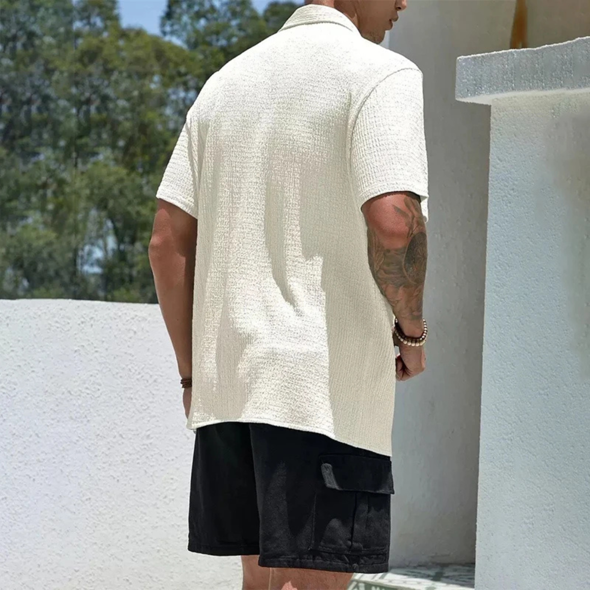 Men's Lightweight Button-Up Streetwear Shirt