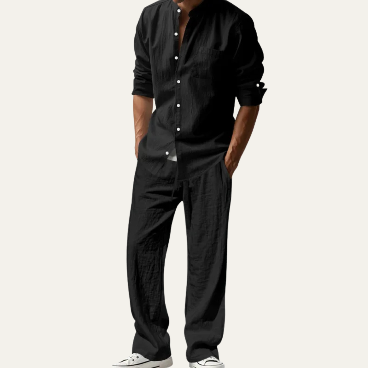 Mens Linen Two Piece Set Shirt And Pants