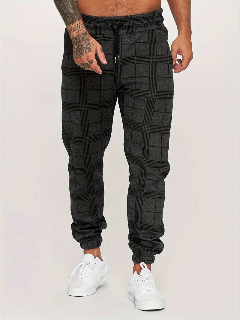 Urbanfit Men's Slim Fit Checkered Joggers - Fashinoza