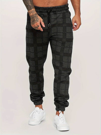 Men's Slim Fit Checkered Joggers - Fashinoza