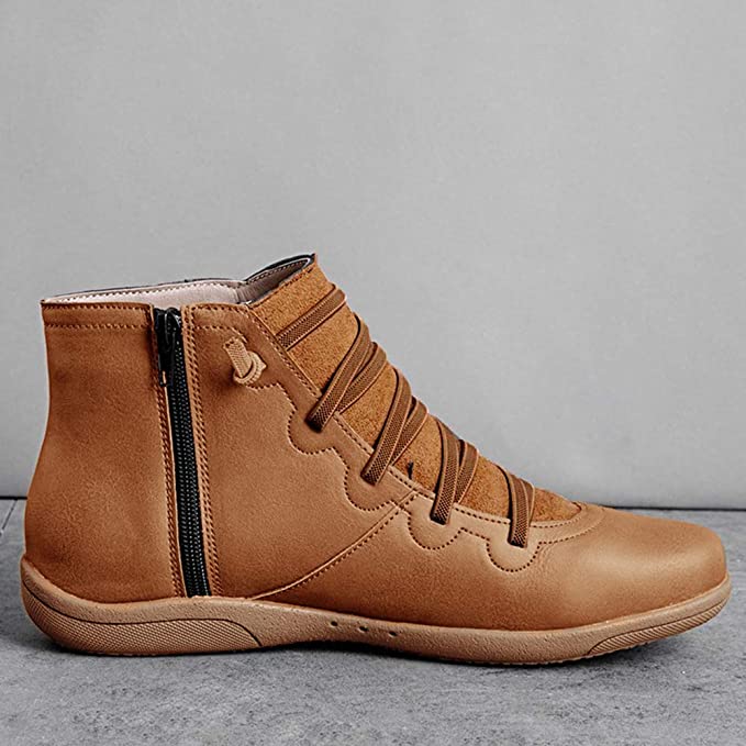 Women's Low Ankle Boots Lace Up Flat Style