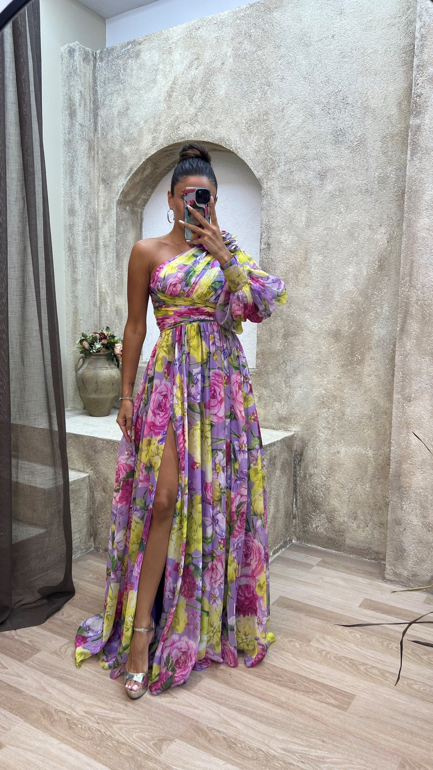 Women's One-Shoulder Maxi Dress Side Slit