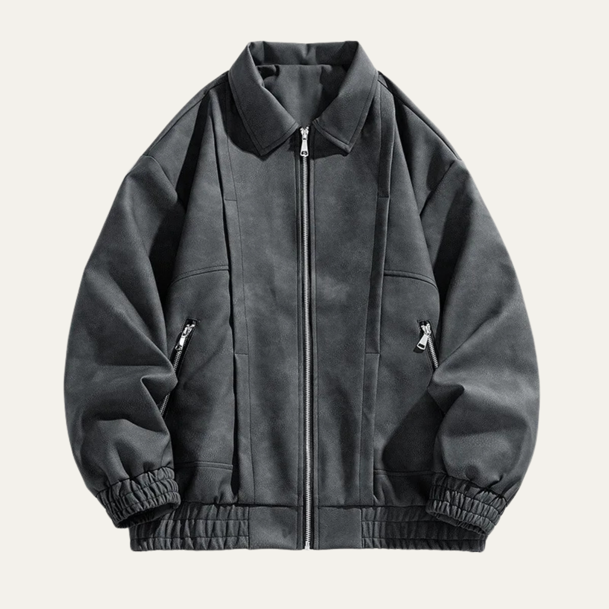 Men's Suede Bomber Jacket Lightweight Zip Up Casual - Fashinoza
