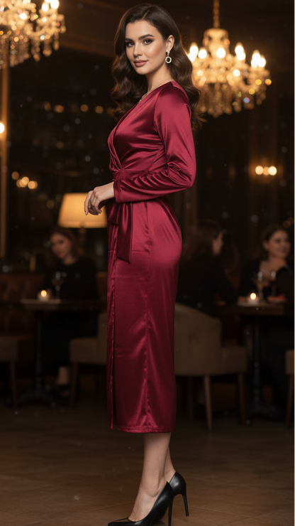 Beatrice | Women’s Spring Wrap Evening Midi Dress