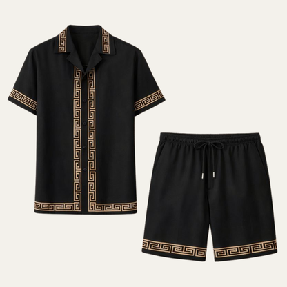 Mens Lightweight Print Shirt And Shorts Set - Fashinoza