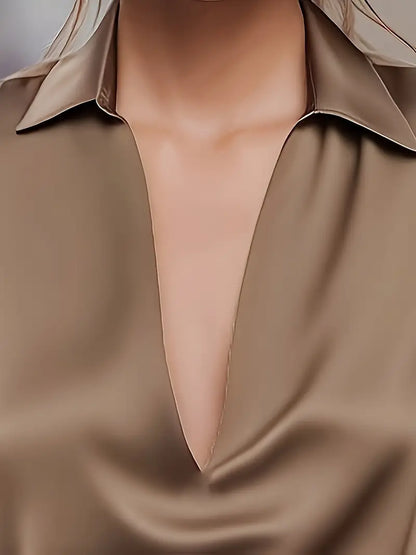 Women's Collared V-Neck Blouse