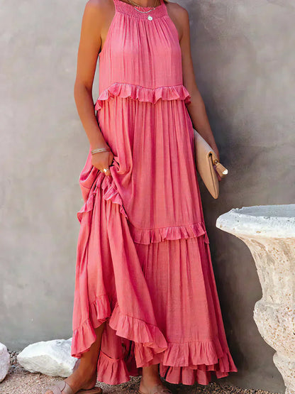 Elegant Women's Sleeveless Ruffle Dress