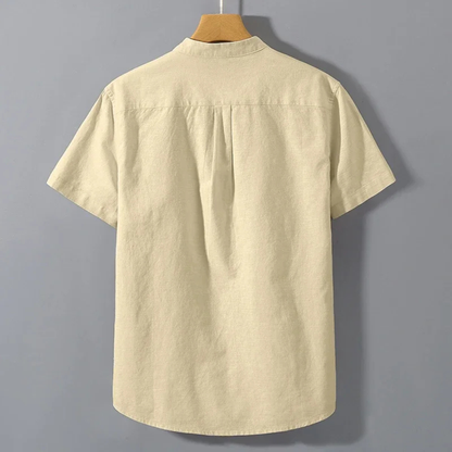 Men's Henley Shirt Casual Stand Collar Cotton