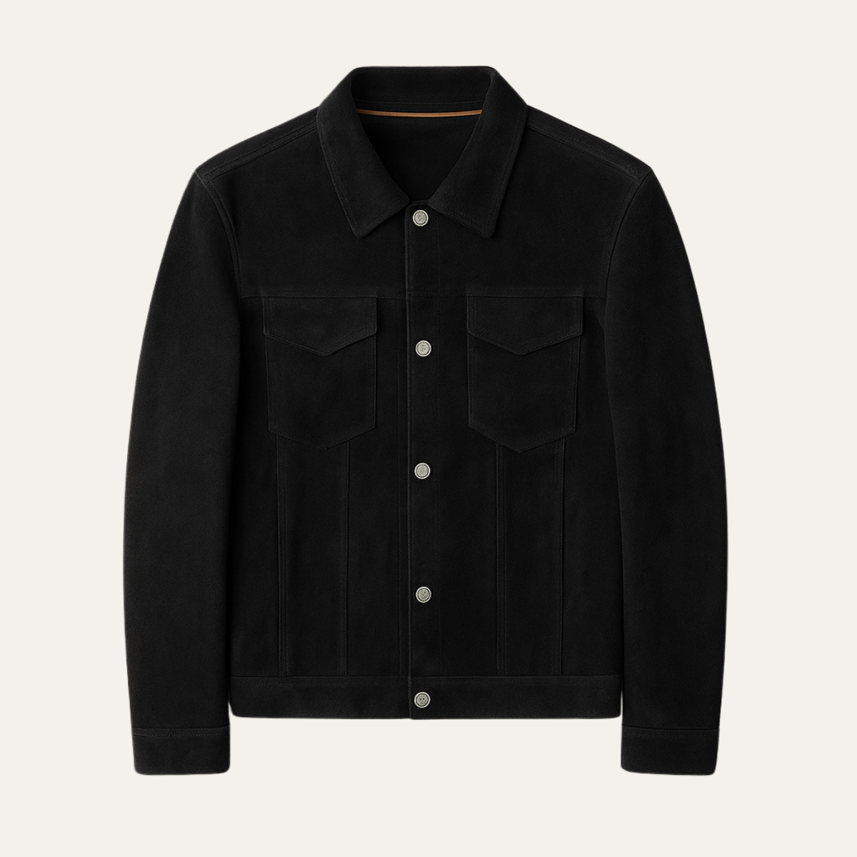 Men's Suede Jacket Button Up Casual Brown - Fashinoza
