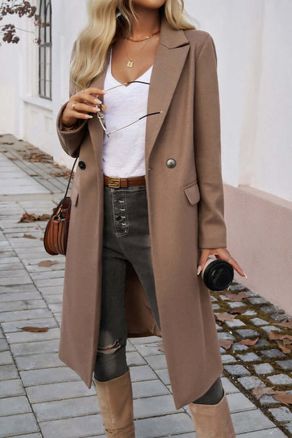 Women's Double Breasted Long Coat Warm Wool Winter
