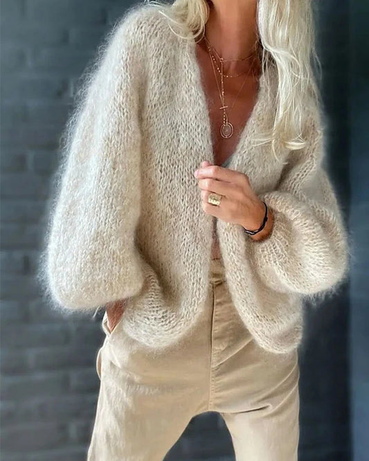 Zobra Women's Solid Color Cardigan Wide Sleeves - 
Fashinoza
