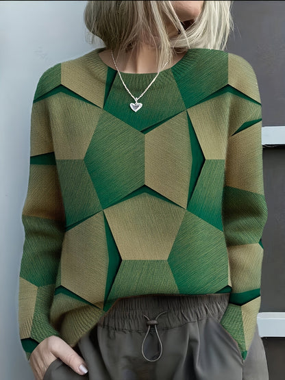 Women's Geometric Pattern Long Sleeve Sweater