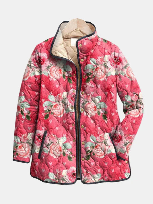 Women's Floral Padded Jacket - Fashinoza