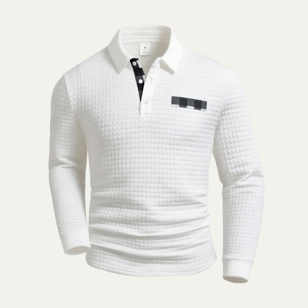 Men's Plaid Henley Sweater Textured Button Front - Fashinoza