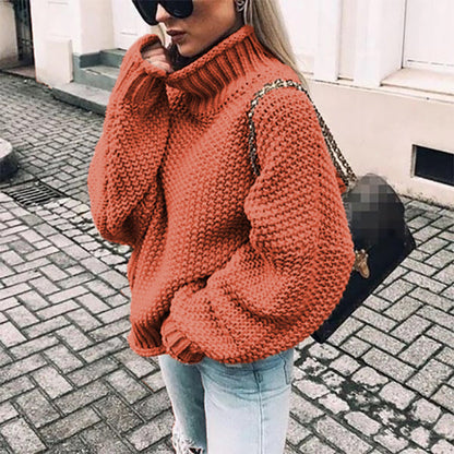 Women's Chunky Knit Turtleneck Sweater Oversized Cozy