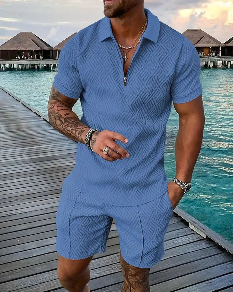 Men's Summer Tracksuit Zipper Collar