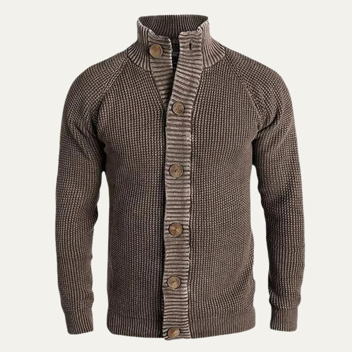 Men's Chunky Knit Cardigan High Collar Winter Sweater - Fashinoza