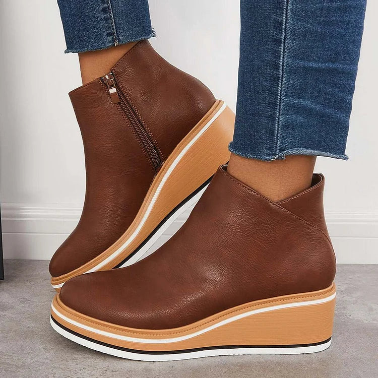 Women's Side Zip Wedge Boots