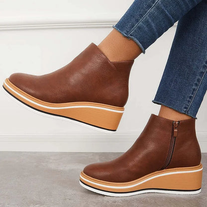 Women's Side Zip Wedge Boots