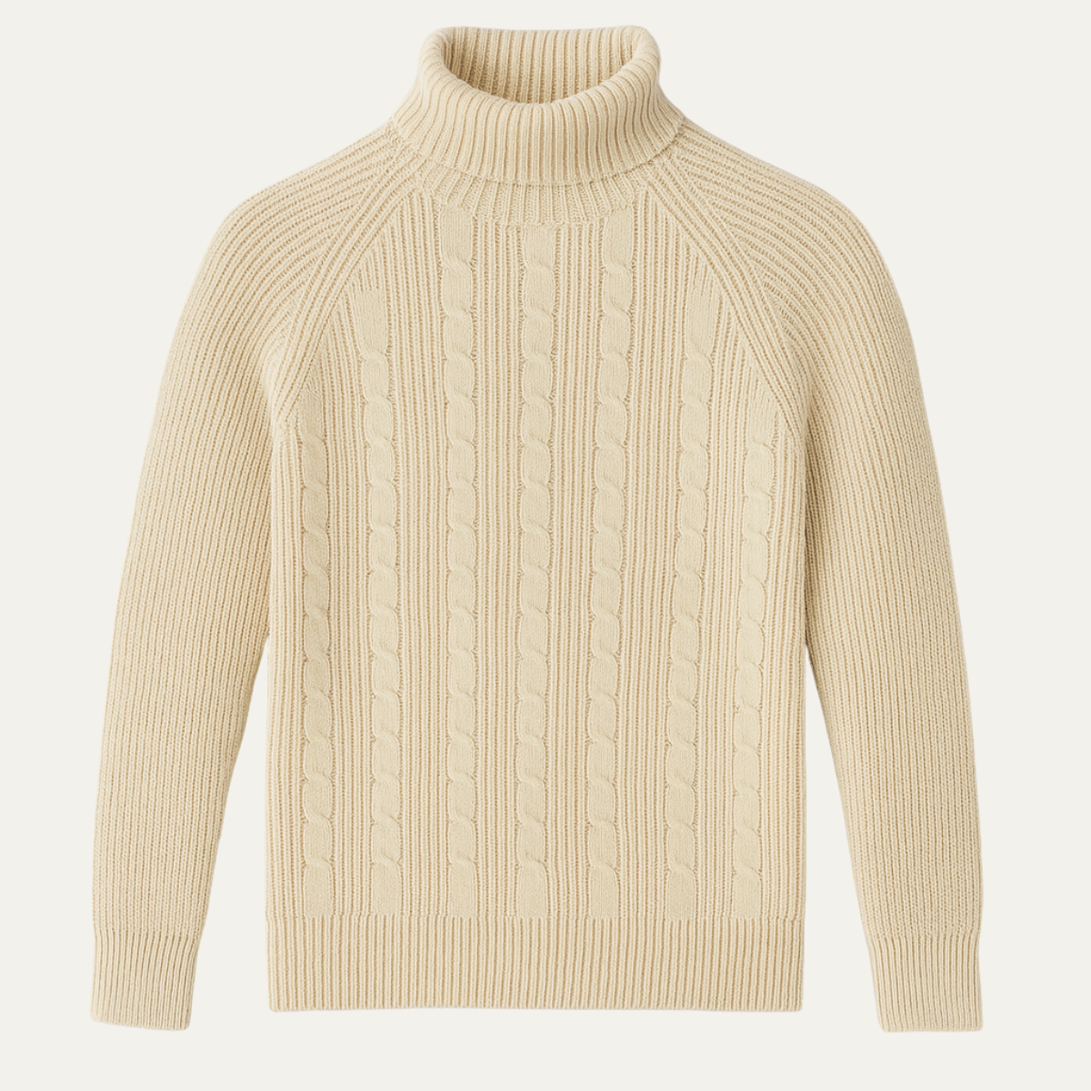 Men's Classic Cable Knit Turtleneck Sweater - Fashinoza