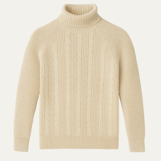 Men's Classic Cable Knit Turtleneck Sweater - Fashinoza
