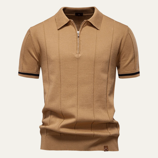 Men's Slim Fit Polo Shirt Zip Up - Fashinoza