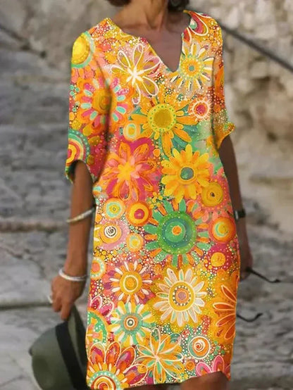 Women's Floral Evening Dress Tummy Control Elegant