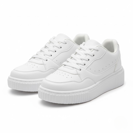 Women's Breathable White Walking Flat Sneakers Outdoor Running Fashion Sports Footwear
