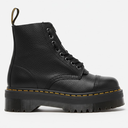 Women's Genuine Leather Platform Boots Front Zipper Fashion Punk Luxury Winter Motorcycle Shoes