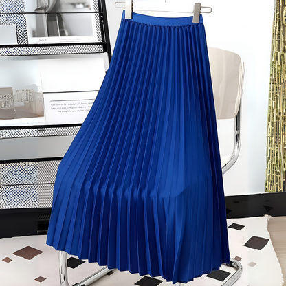 Women's High-Waist Satin Pleated Skirt