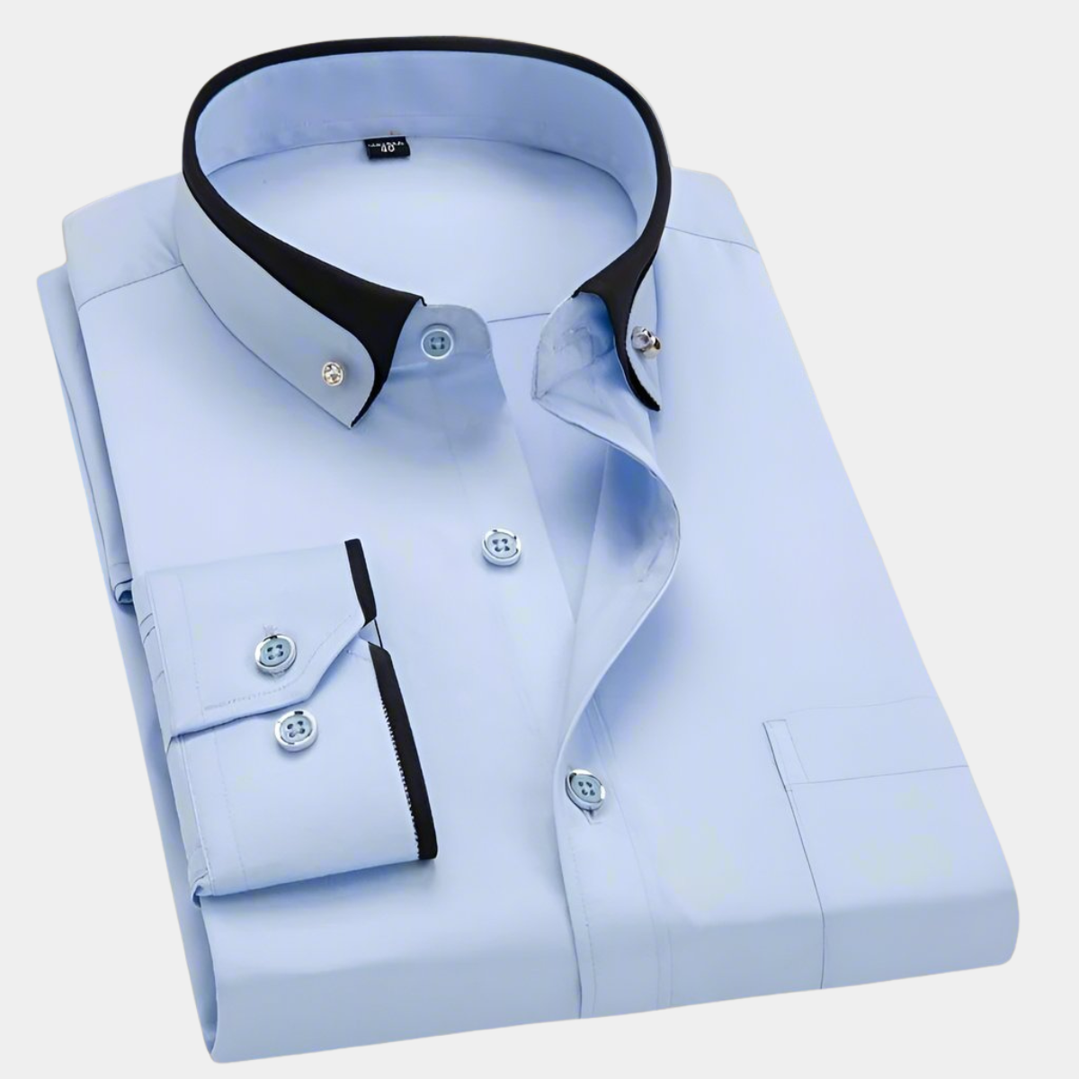 Men's Long Sleeve Button Front Shirt Contrast Collar - 
Fashinoza