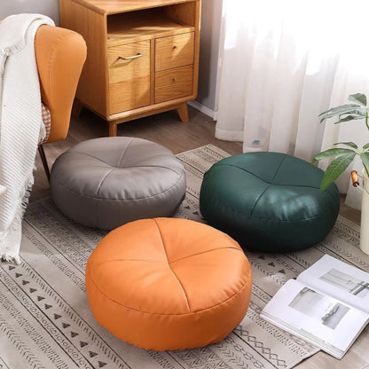 Japanese Style Leather Cushion Minimalist Nappa Leather Brown - Fashinoza