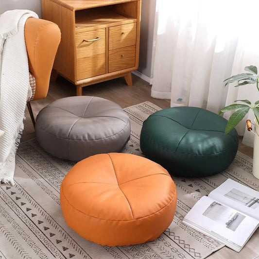 Japanese Style Leather Cushion Minimalist Nappa Leather Brown - Fashinoza