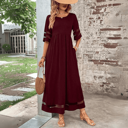 Sheer Sleeve Black Maxi Dress