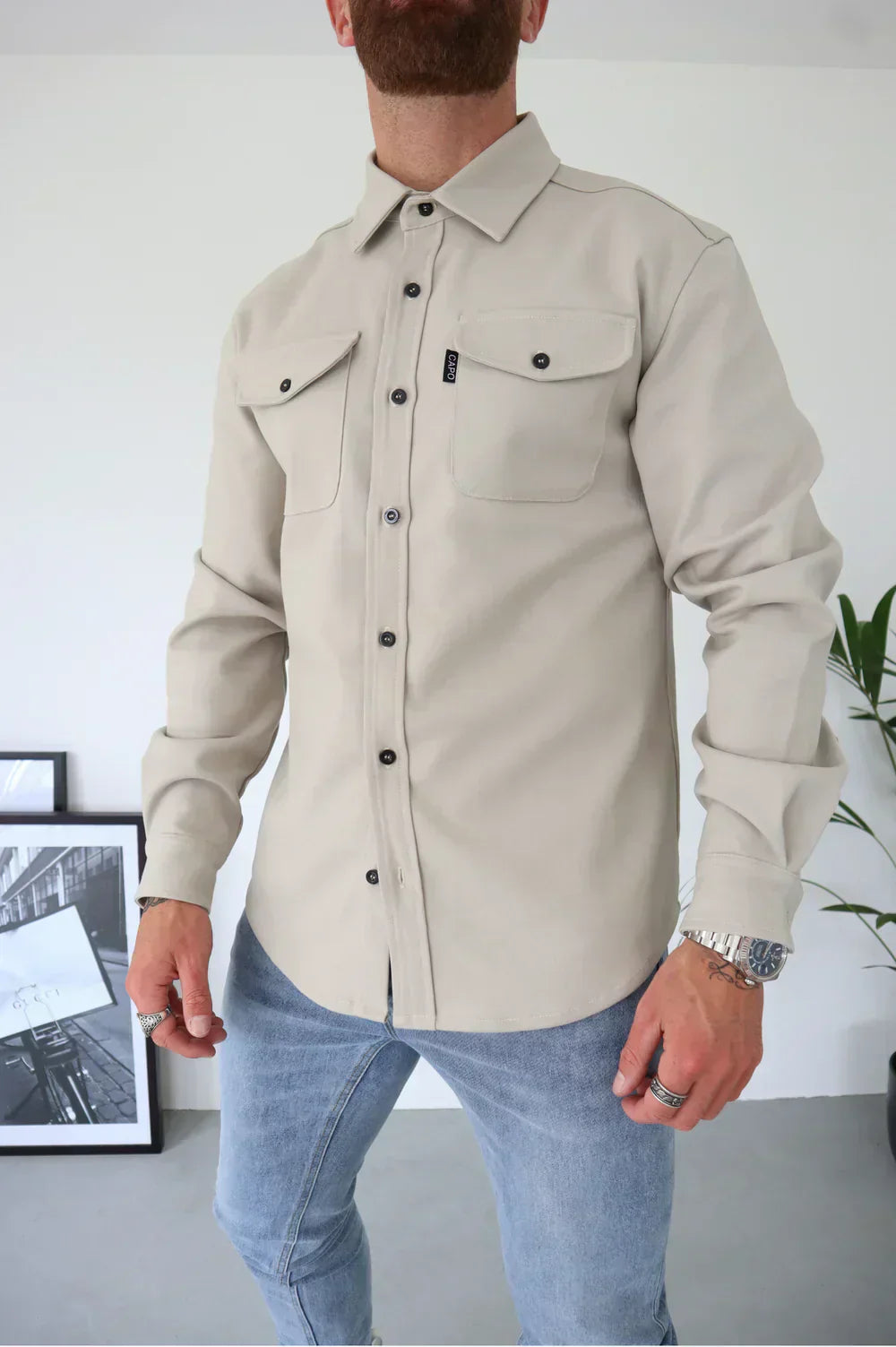Edward | Men Spring Button Front Shirt Jacket
