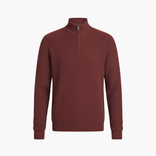 Men's Ribbed Knit Pullover Half-Zip Sweater - Fashinoza