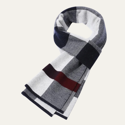 Men's Plaid Scarf Classic Knit Wool Red