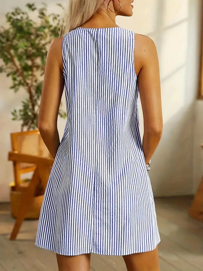 Women's Striped Summer Dress With Pockets