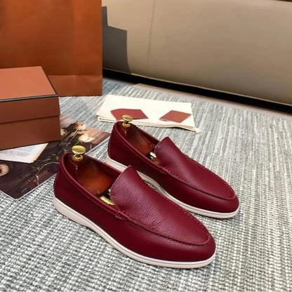 Ladies Loafers Elegant Leather Slip On Shoes - Fashinoza