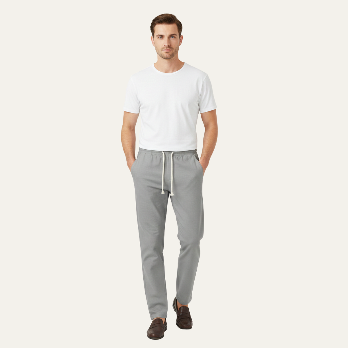 Men's Linen Blend Loose Fit Drawstring Pants Lightweight