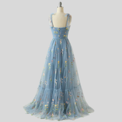 Women's Embroidered Tulle Ball Gown Evening Wear
