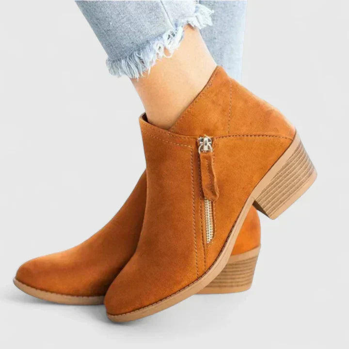 Women's Side Zip Block Heel Ankle Orthopedic  Boots