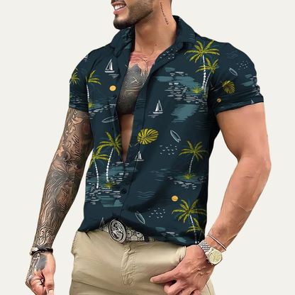 Men's Hawaiian Shirt Lightweight Coconut Print