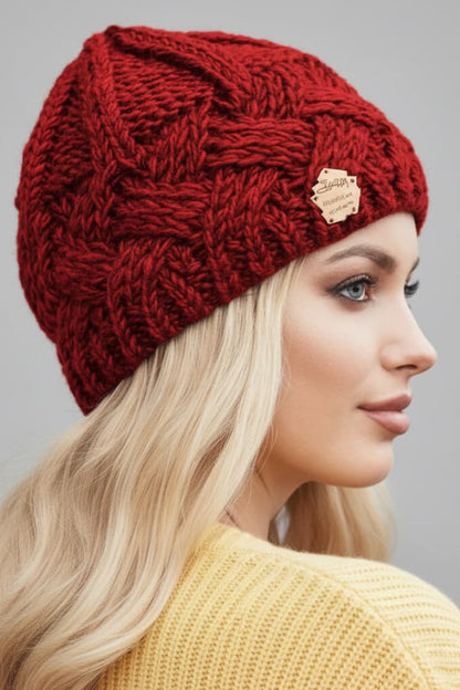 Women's Knit Hat Thick Weave Folded Edge