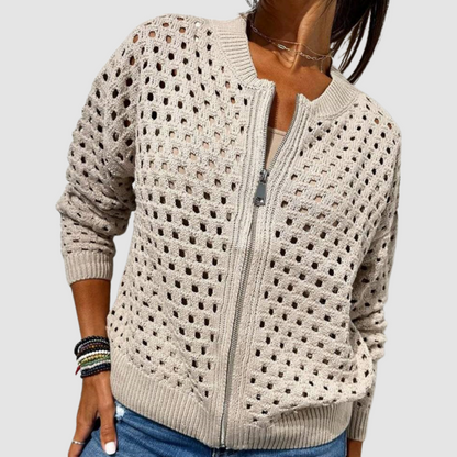 Breezy Zip-Front Knit Cardigan