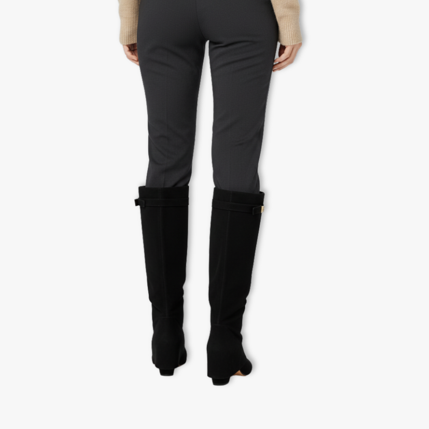 Women's Pointed Metal Buckle Knee High Boots
