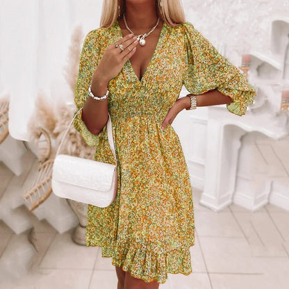 Women's Boho Mini Dress Floral Print
