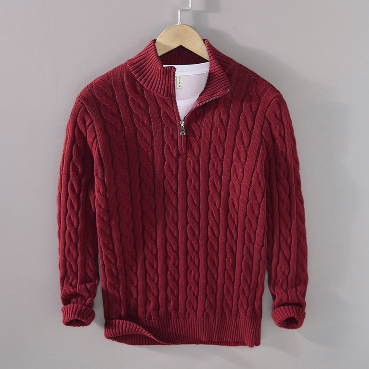 Men's Knit Cable Sweater Quarter Zip